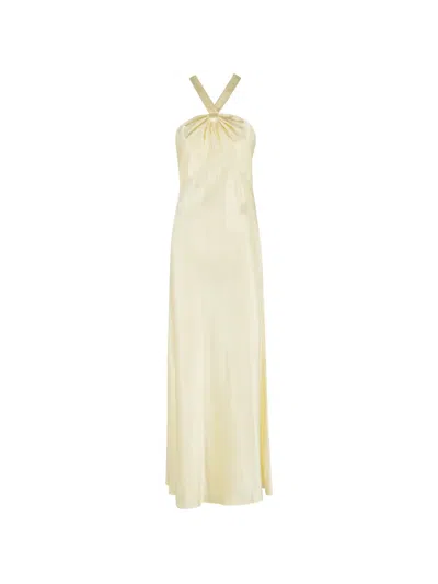 Rixo London Losanna Halterneck Maxi Dress In Neutral