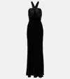 Rixo London Womens Losanna Halter-neck Velvet Maxi Dress Black In Black