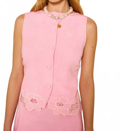 Rixo London Lucca Top In Floral Cutwork Blush In Pink