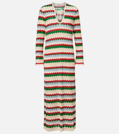 Rixo London Lucila Knitted Chevron Cotton Midi Dress In Multi
