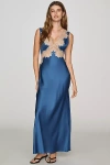 Rixo London Lysandra Lace-trimmed Satin Midi Dress In Blue