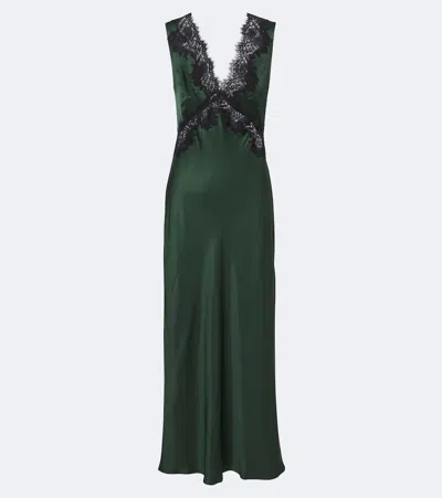 Rixo London Lysandra Lace-trimmed Satin Midi Dress In Black