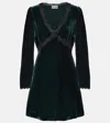 Rixo London Macie Lace-trimmed Velvet Minidress In Green