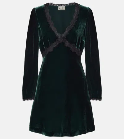 Rixo London Macie Lace-trimmed Velvet Minidress In Green