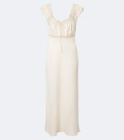 Rixo London Maeva Lace-trimmed Linen-blend Maxi Dress In White