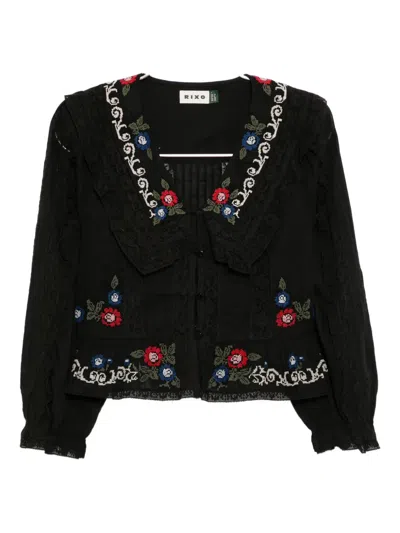 Rixo London Maribelle Blouse In Black