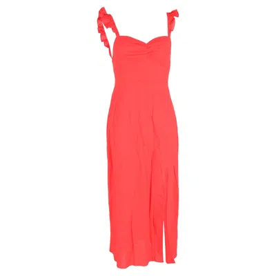 Rixo London Marley Midi Dress In Red Linen