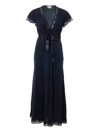 Rixo London Marlice Lace V-neck Midi Dress In Blue