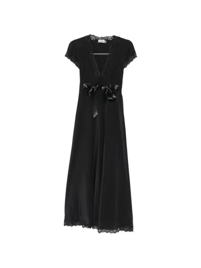 Rixo London Marlice Lace-trimmed Bow-detail Maxi Dress In Black