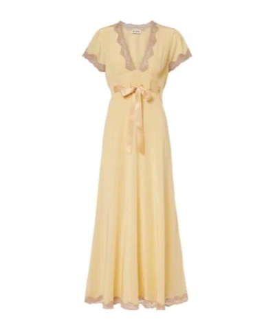 Rixo London Marlice Lace-trimmed Bow-detail Midi Dress In Brown