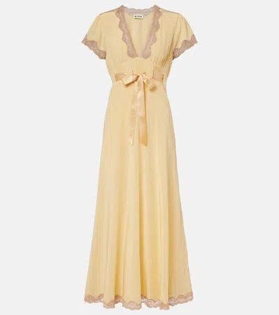 Rixo London Marlice Lace-trimmed Bow-detail Midi Dress In Brown