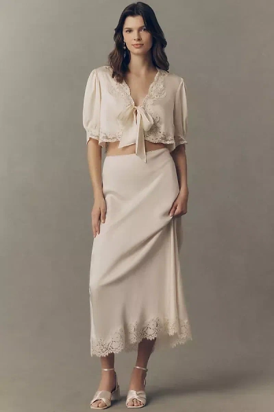 Rixo London Matilde Maxi Slip Skirt In Neutral