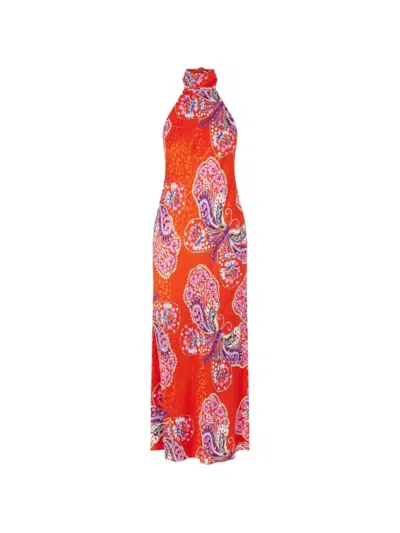 Rixo London Maura Butterfly-bloom Jacquard Maxi Dress In Red