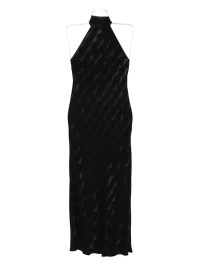 Rixo London Maura Halterneck Jacquard Dress In Black