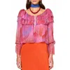 Rixo London Maurine Top In Ibiza Night Sunset In Pink