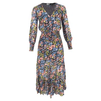 Rixo London Maya Shirred Maxi Dress In Floral Print Cotton In Multi