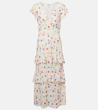 Rixo London Meena Polka-dot Tiered Maxi Dress In White