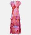 Rixo London Rixo Meena Patterned Silk-chiffon Midi Dress In Multi