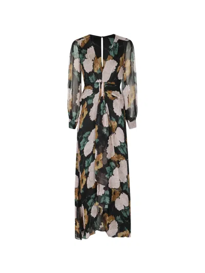 Rixo London Meera Charcoal Floral-print Silk-chiffon Dress In Multi