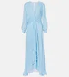 Rixo London Meera Polka-dot Shirred Gown In Blue