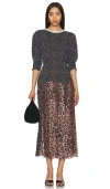Rixo London Womens Meg Leopard Polka Dot Woven Midi Dress In Leopard Polka Dot