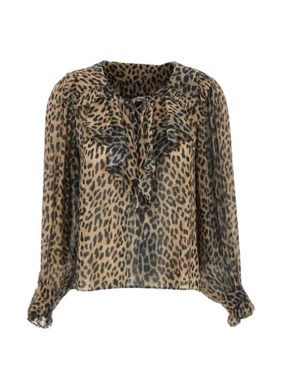 Rixo London Milia Ruffle-trimmed Blouse In Brown