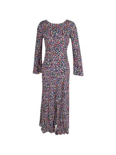 Pre-owned Rixo London Mimi Floral-print Maxi Dress In Blue