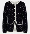 Rixo London Mirja Polka-dot Wool-blend Cardigan In Black