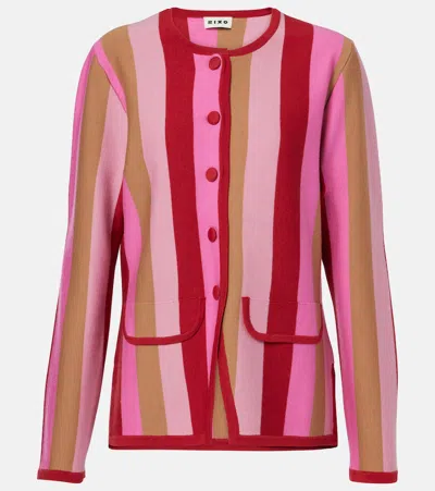 Rixo London Mirja Striped Wool-blend Cardigan In Pink