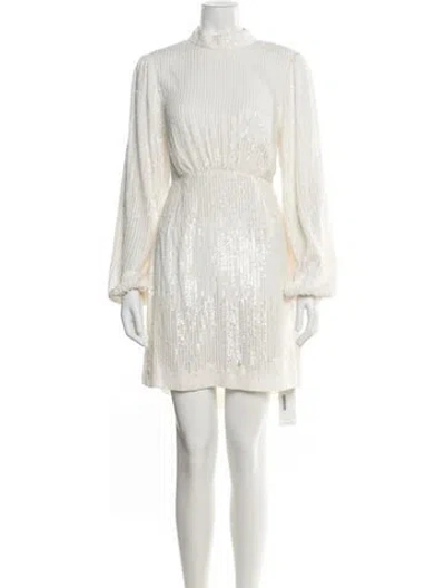 Pre-owned Rixo London Mock Neck Long Dress In White