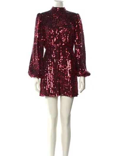 Pre-owned Rixo London Mock Neck Mini Dress In Multi