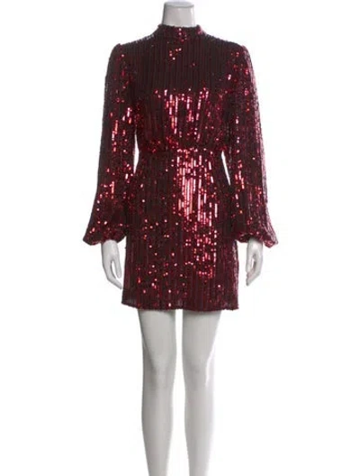 Pre-owned Rixo London Mock Neck Mini Dress In Multi