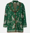 Rixo London Morla Paisley Wool And Cotton Cardigan In Green