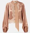 Rixo London Nalani Lace-trimmed Satin Blouse In Neutral