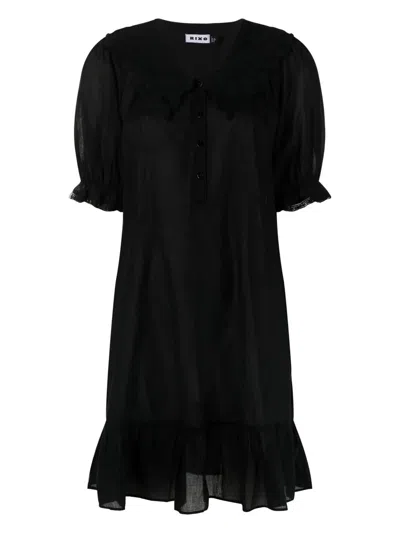 Rixo London Nanette Cotton Nightdress In Black