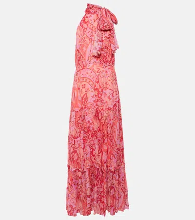 Rixo London Neena Silk Chiffon Lamé Gown In Pink