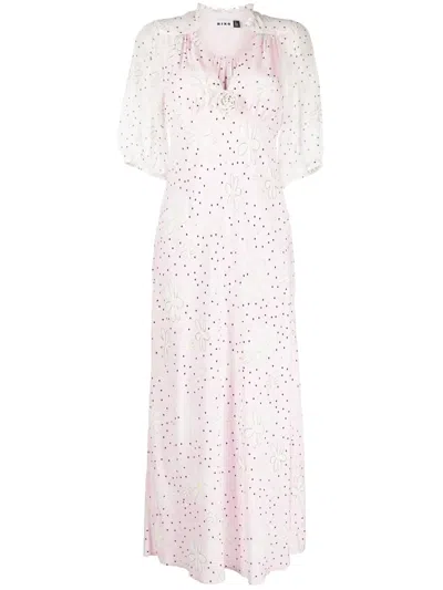 Rixo London Nicolette Faux-flower Short-sleeve Dress In Rosa