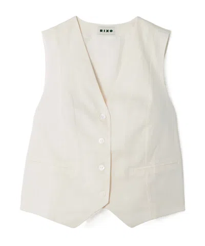 Rixo London Norah Cotton And Linen-blend Vest In Cream