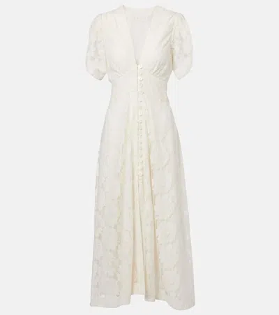 Rixo London Novara Floral Cotton-blend Maxi Dress In Ivory