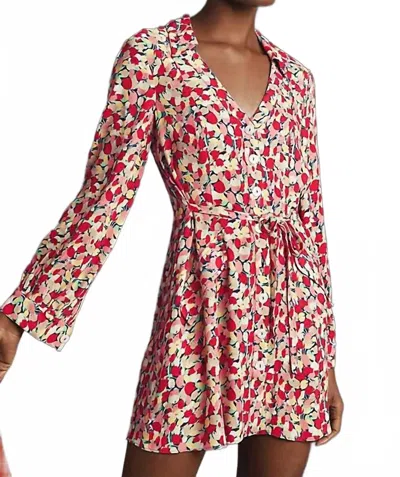 Rixo London Olina Floral Collared Mini Dress In Red