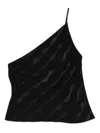 Rixo London One-shoulder Wave-pattern Top In Black