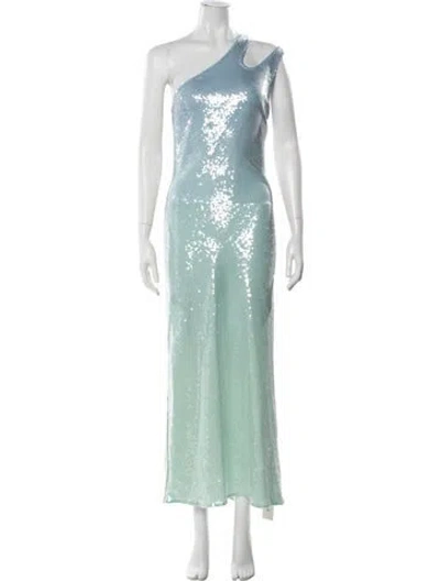 Pre-owned Rixo London One-shoulder Long Dress In Green