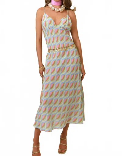 Rixo London Palermo Silk Midi Dress In Geo Wave In Multi