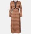 Rixo London Pamela Jacquard Midi Dress In Brown