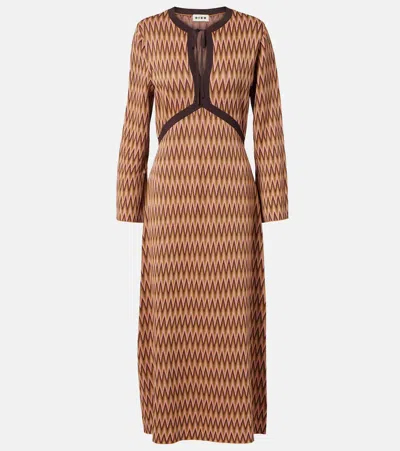 Rixo London Pamela Jacquard Midi Dress In Brown