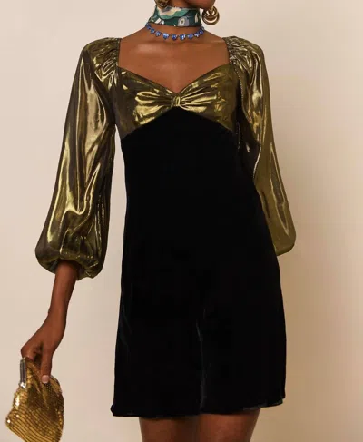 Rixo London Paris Mini Dress In Gold In Black