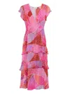 Rixo London Rixo Meena Patterned Silk-chiffon Midi Dress In Pink