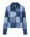 Rixo London Patchwork Suede Jacket In Blue