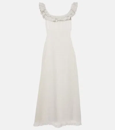 Rixo London Patsy Broderie Anglaise Cotton Midi Dress In White