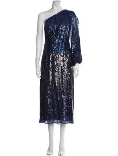 Pre-owned Rixo London Patterned Midi Length Dress In Blue